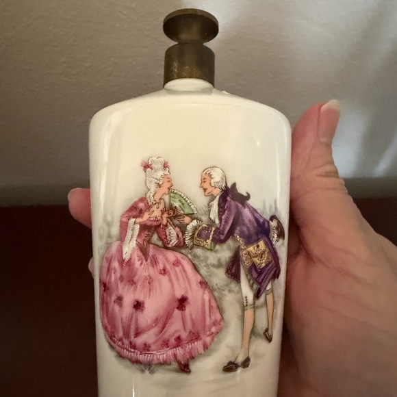 Other - Porcelain Decorative Perfume Bottle with Pink and Purple Rococo Scene